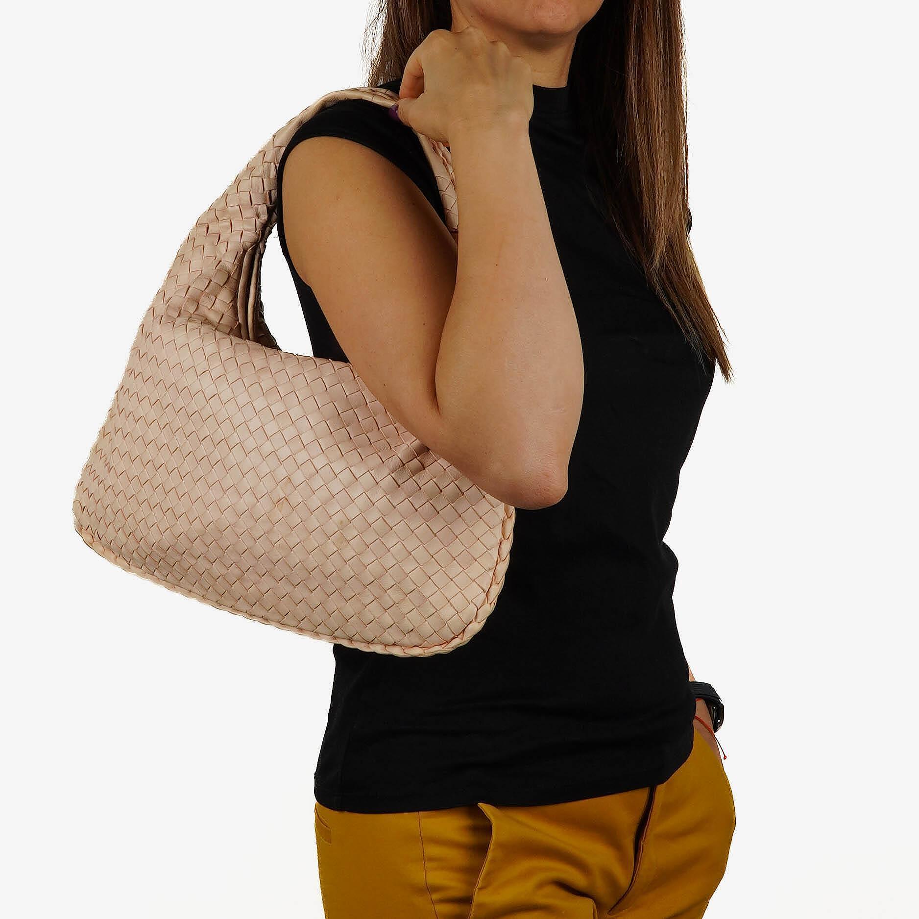 Bottega Veneta Nappa Intrecciato Light Pink Medium Veneta Hobo Bag