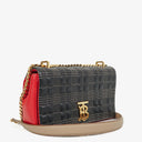Burberry Small Lola Black/Red/Camel Quilted Leather Check Block