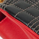 Burberry Small Lola Black/Red/Camel Quilted Leather Check Block