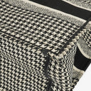 Christian Dior  Canvas Black White Medium Houndstooth Embroidered Book Tote