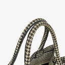 Christian Dior  Canvas Black White Medium Houndstooth Embroidered Book Tote