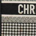 Christian Dior  Canvas Black White Medium Houndstooth Embroidered Book Tote