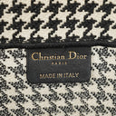 Christian Dior  Canvas Black White Medium Houndstooth Embroidered Book Tote