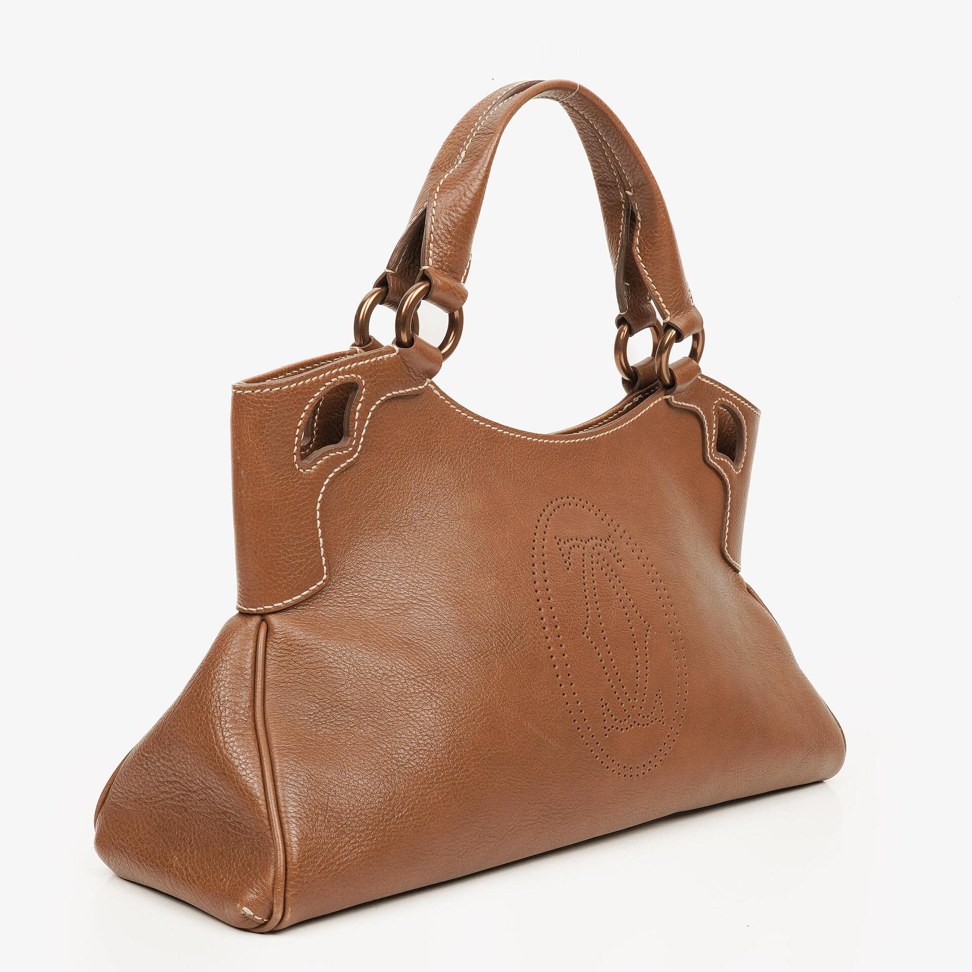 Cartier Marcello de Cartier Brown Leather Handle Bag