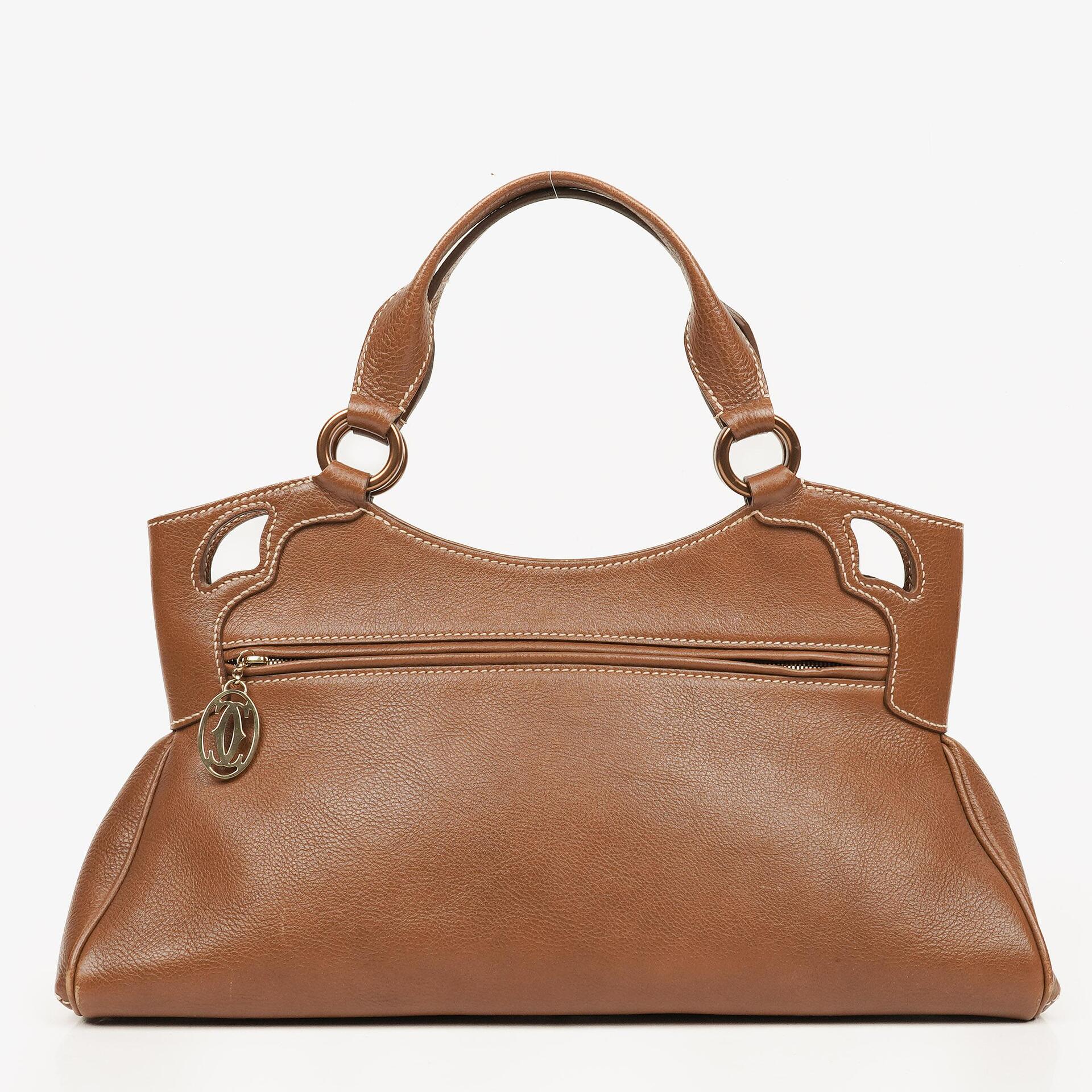 Cartier Marcello de Cartier Brown Leather Handle Bag