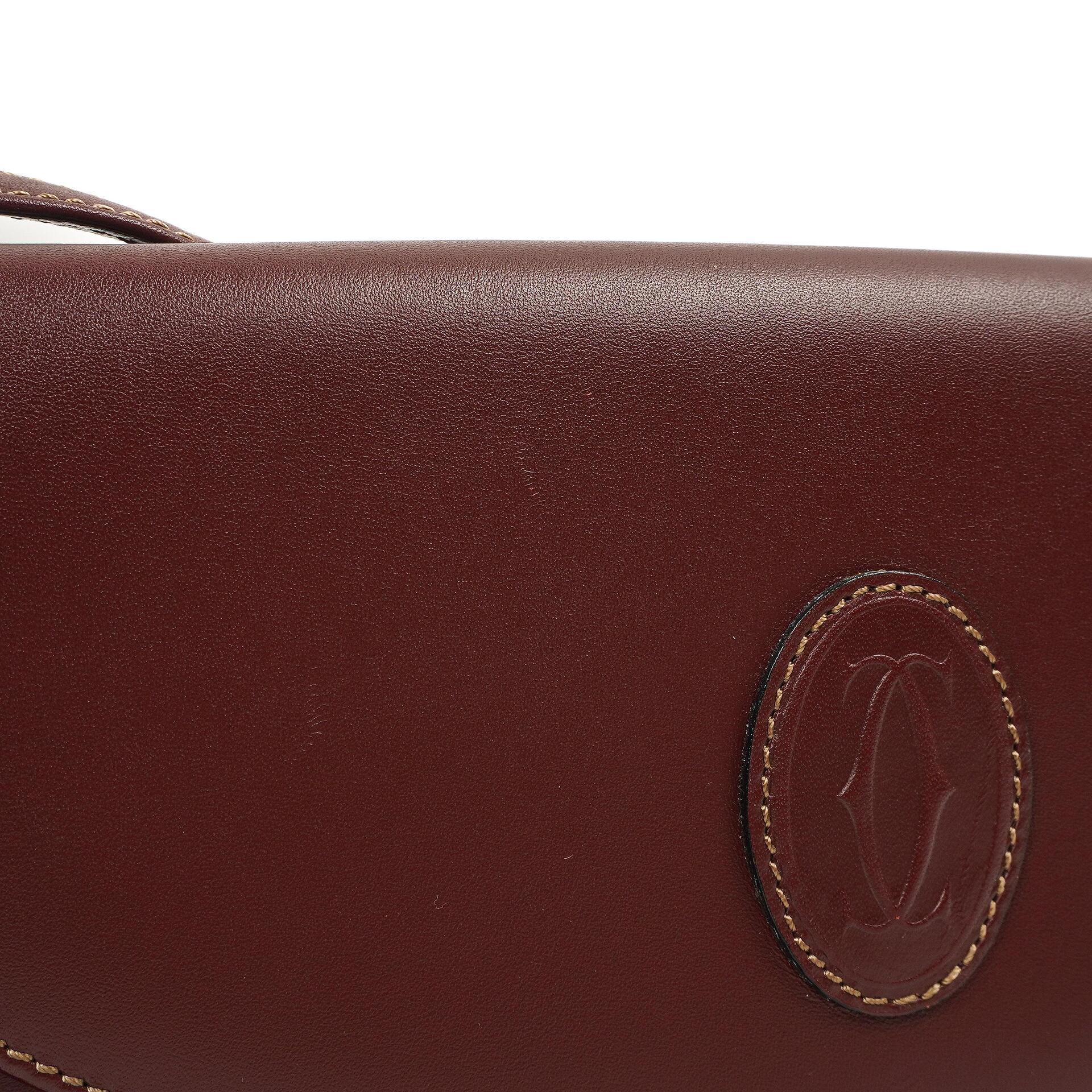 Cartier Must De Cartier Burgundy Leather Shoulder Bag