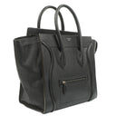 Celine Black Grained Leather Mini Luggage Tote Bag