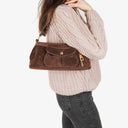 Celine Brown Suede And Leather Shouder Bag