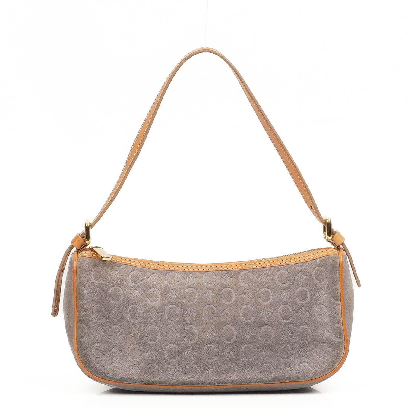 Celine C Macadam Grey Suede Shoulder Bag