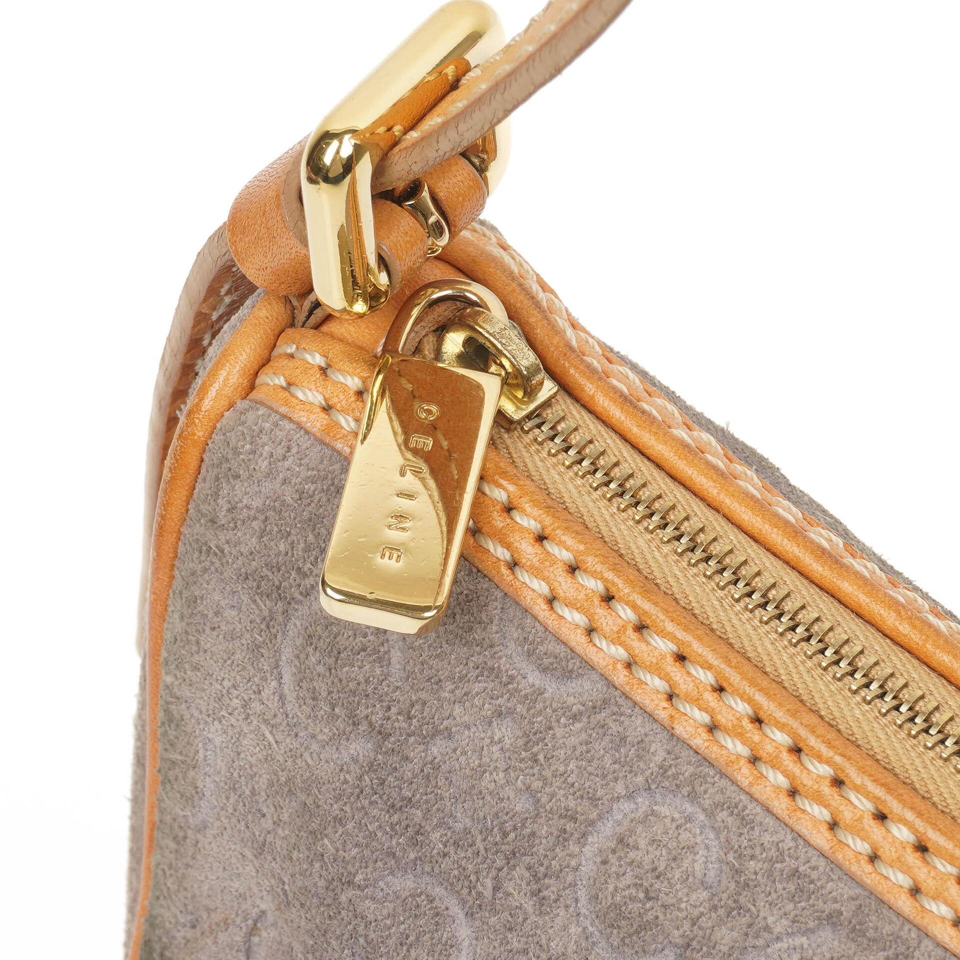 Celine C Macadam Grey Suede Shoulder Bag