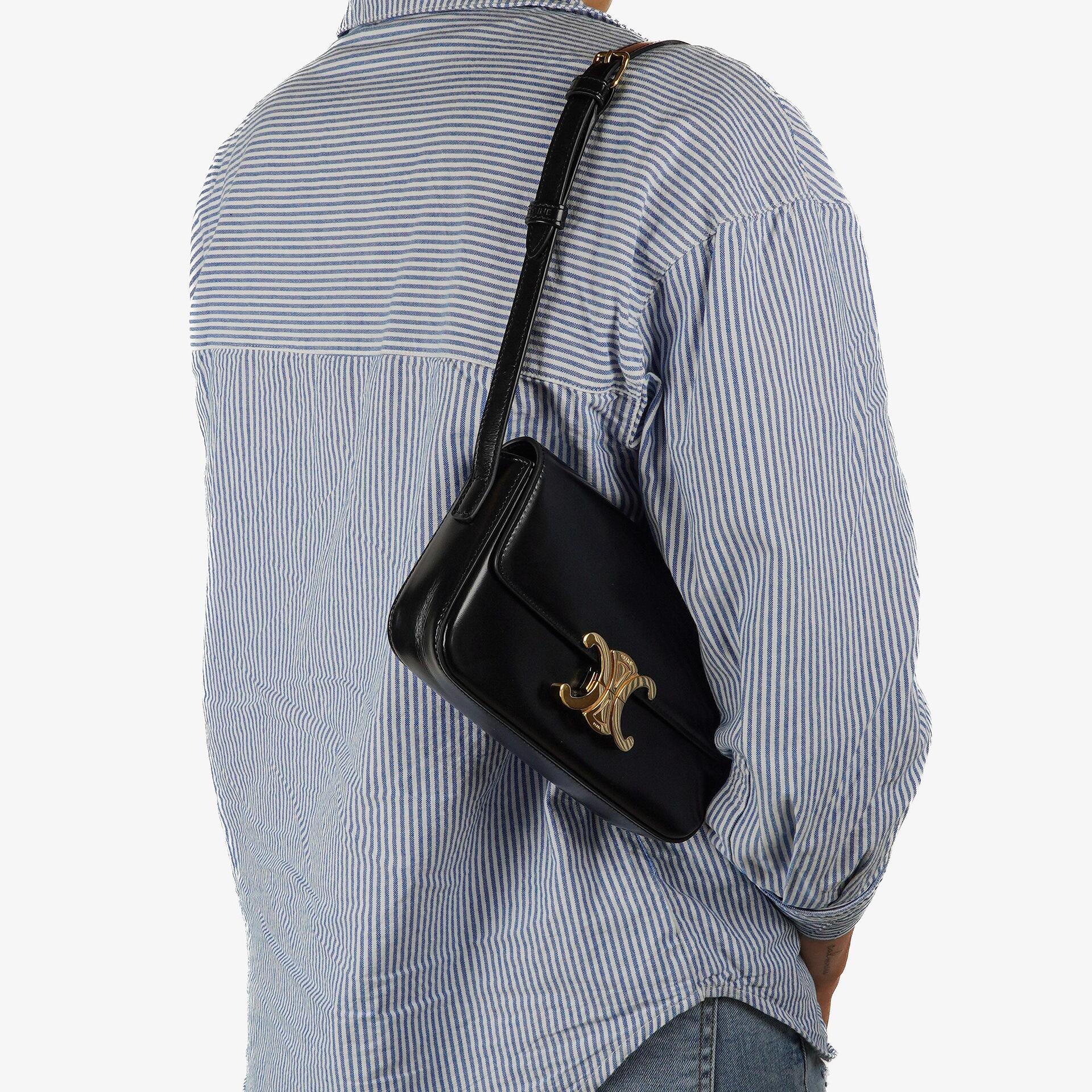 Celine Claude Long Triomphe East West Shoulder Bag Shiny Calfskin