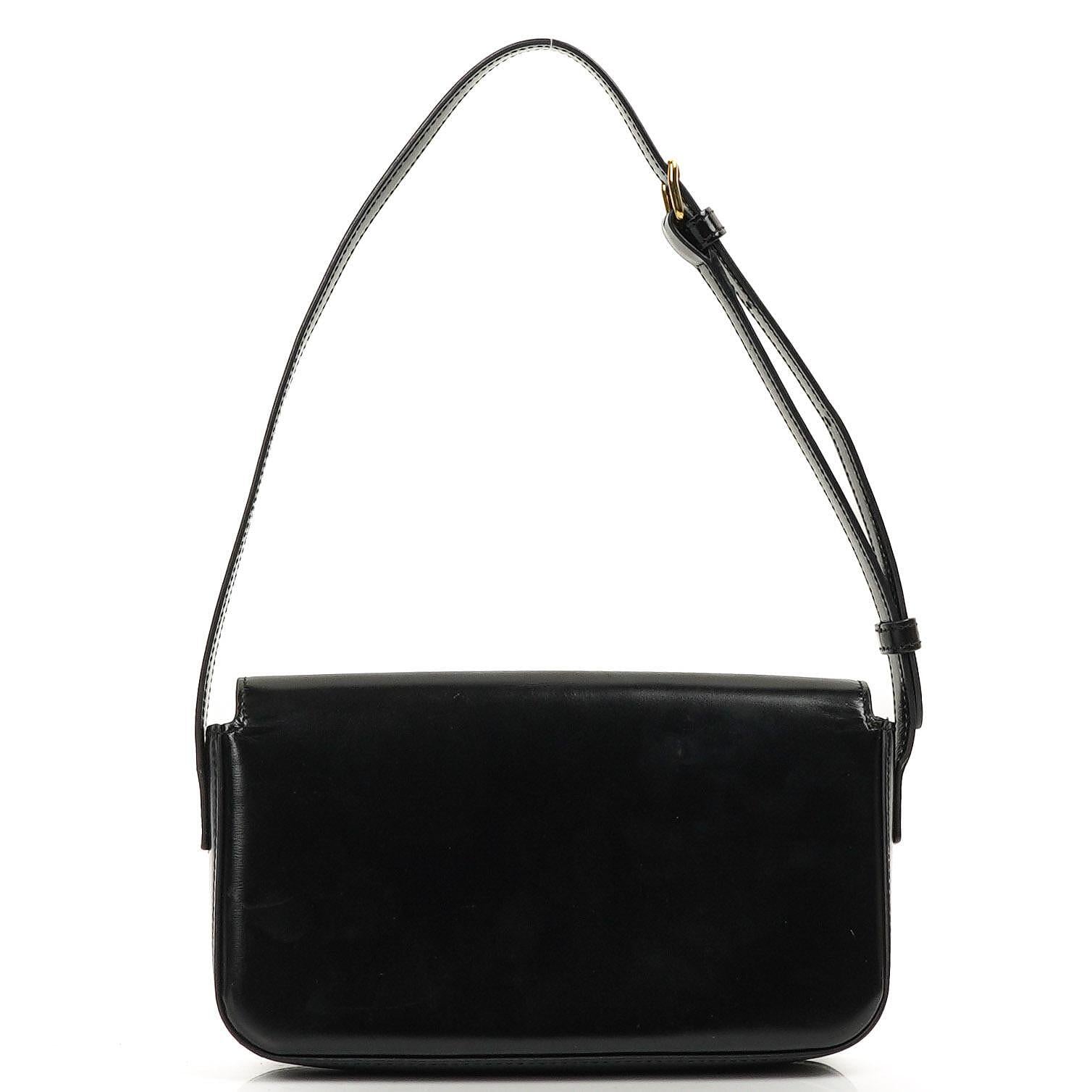 Celine Claude Long Triomphe East West Shoulder Bag Shiny Calfskin