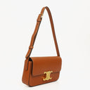 Celine Claude Tan Calfskin Long Triomphe Shoulder Bag