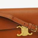 Celine Claude Tan Calfskin Long Triomphe Shoulder Bag