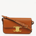 Celine Claude Tan Calfskin Long Triomphe Shoulder Bag