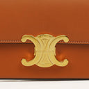 Celine Claude Tan Calfskin Long Triomphe Shoulder Bag