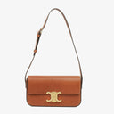 Celine Claude Tan Calfskin Long Triomphe Shoulder Bag