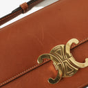 Celine Claude Tan Calfskin Long Triomphe Shoulder Bag