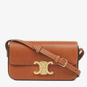 Celine Claude Tan Calfskin Long Triomphe Shoulder Bag