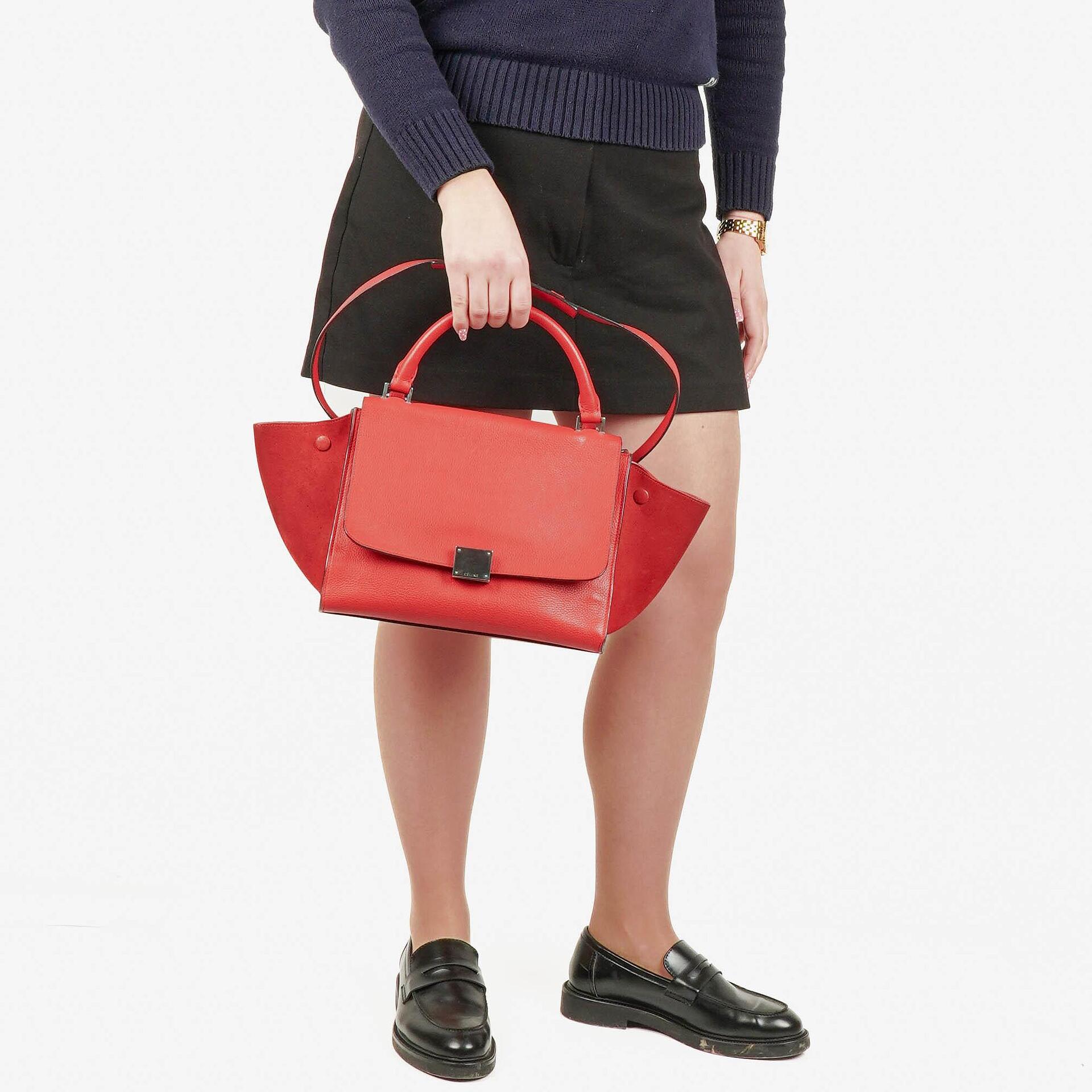 Celine Leather and Suede Small Trapeze Bag