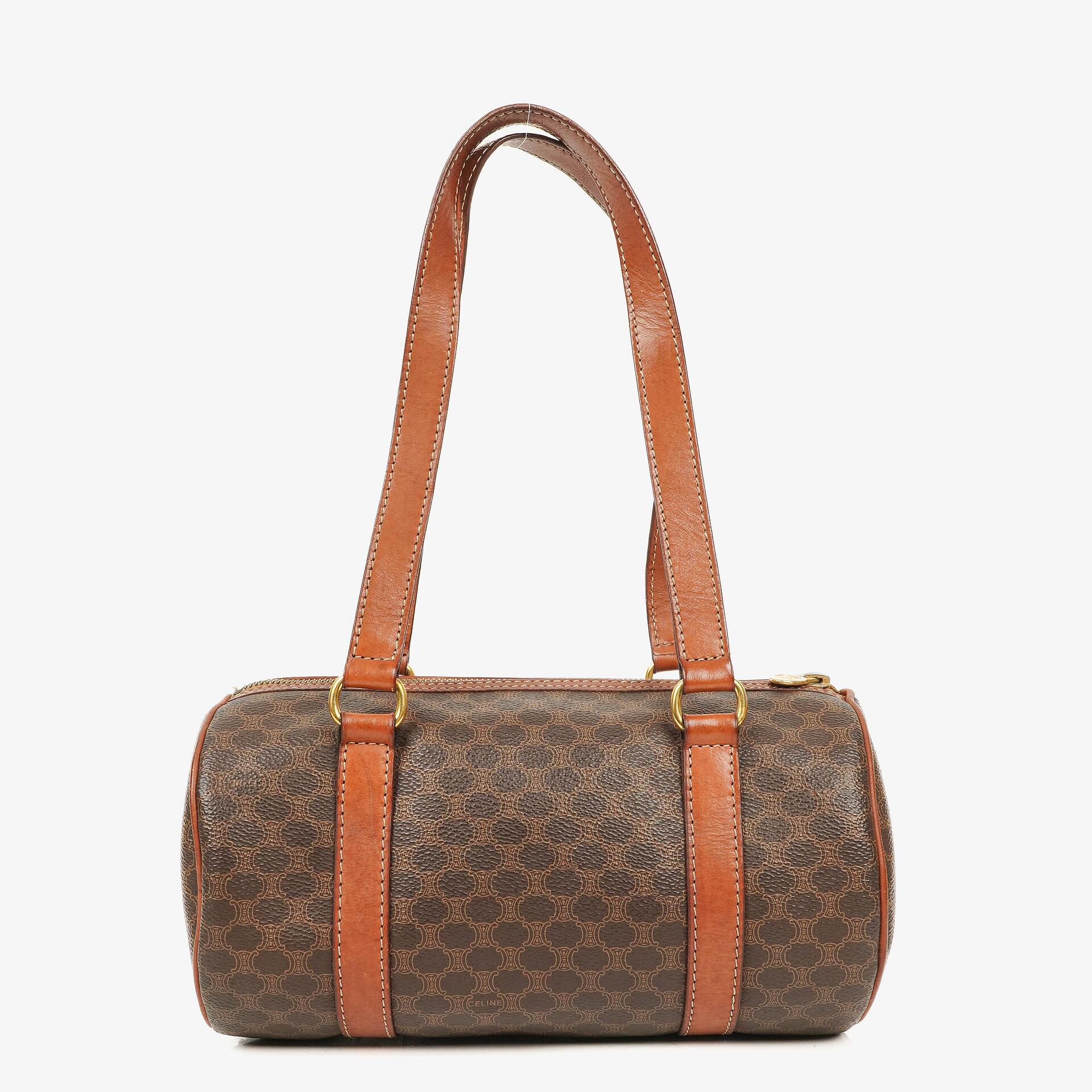 Celine Macadam Coated Canvas Boston Bag.