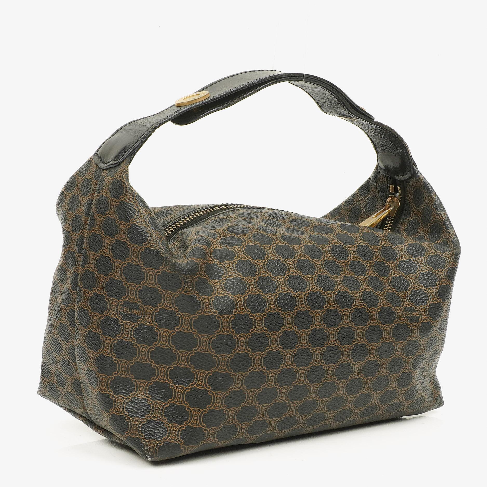 Celine Macadam Triomphe Brown And Black Vintage Toiletry Bag