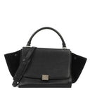 Celine Medium Trapeze Black Calfskin Leather And Suede Handbag