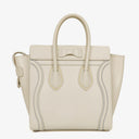 Celine Micro Luggage Cream Calfskin With Multicoloured Stiches Handbag