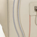 Celine Micro Luggage Cream Calfskin With Multicoloured Stiches Handbag