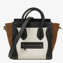 Celine Nano Luggage Black/Brown/White Leather and Suede Handbag