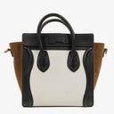 Celine Nano Luggage Black/Brown/White Leather and Suede Handbag