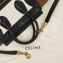 Celine Nano Luggage Black/Brown/White Leather and Suede Handbag