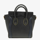 Celine Nano Luggage Shiny Smooth Black Calfskin Multicolor Stitched Handbag