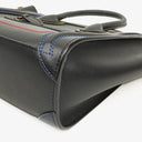 Celine Nano Luggage Shiny Smooth Black Calfskin Multicolor Stitched Handbag