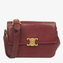 Céline Triomphe Burgundy Shiny Calfskin Shouder Bag