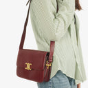Céline Triomphe Burgundy Shiny Calfskin Shouder Bag