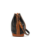 Celine Vintage Black Grained Leather Drawstring Bucket Bag