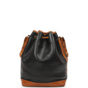Celine Vintage Black Grained Leather Drawstring Bucket Bag
