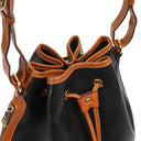 Celine Vintage Black Grained Leather Drawstring Bucket Bag