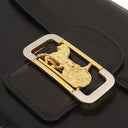 Celine Vintage Caleche Horse Carriage Black Box Calf Shoulder Bag