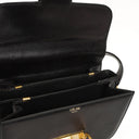 Celine Vintage Caleche Horse Carriage Black Box Calf Shoulder Bag