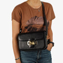 Celine Vintage Caleche Horse Carriage Black Box Calf Shoulder Bag