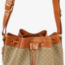 Celine Vintage Macadam Triomphe Beige And Brown Drawstring Bucket Bag