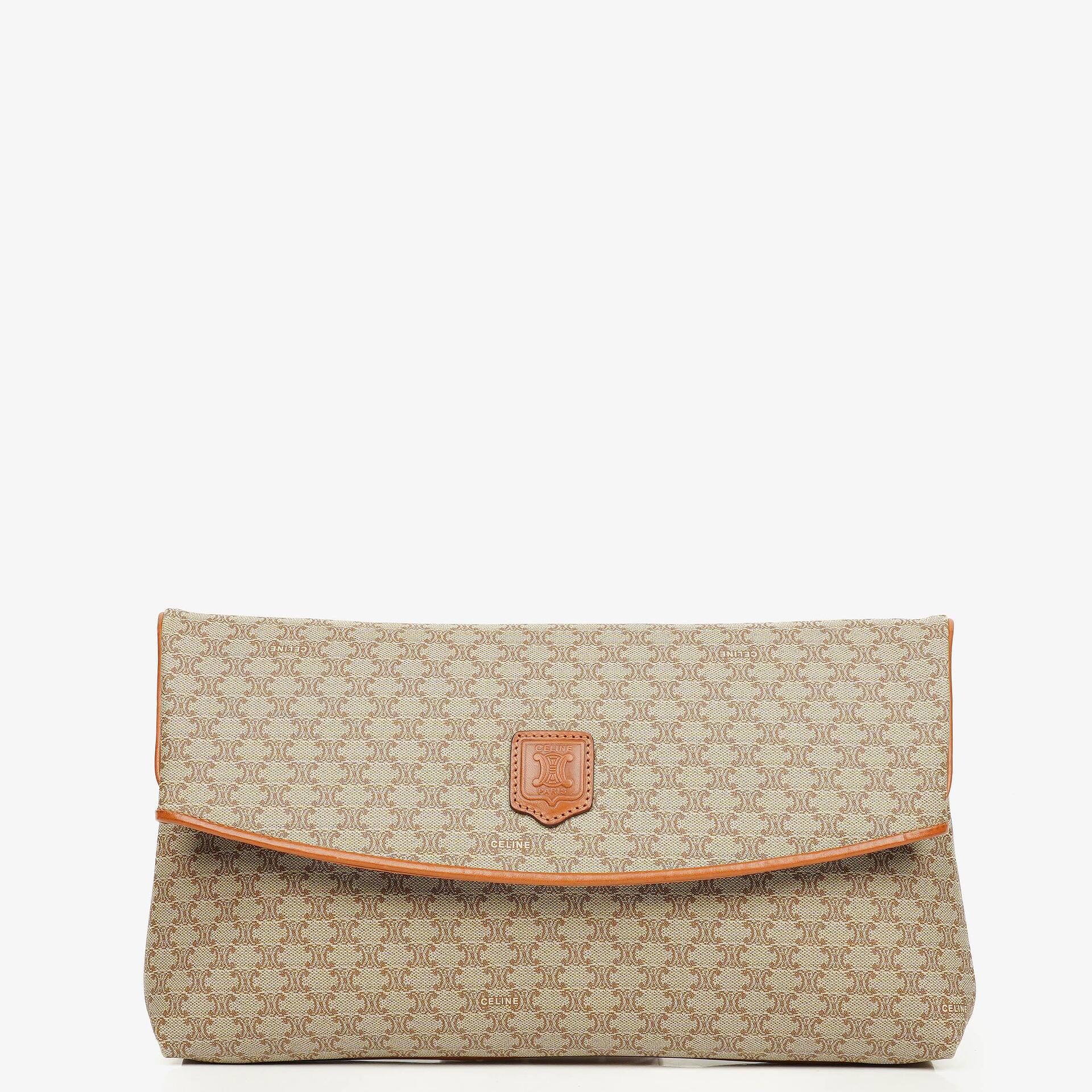 Celine Vintage Macadam Triomphe Beige Clutch Bag