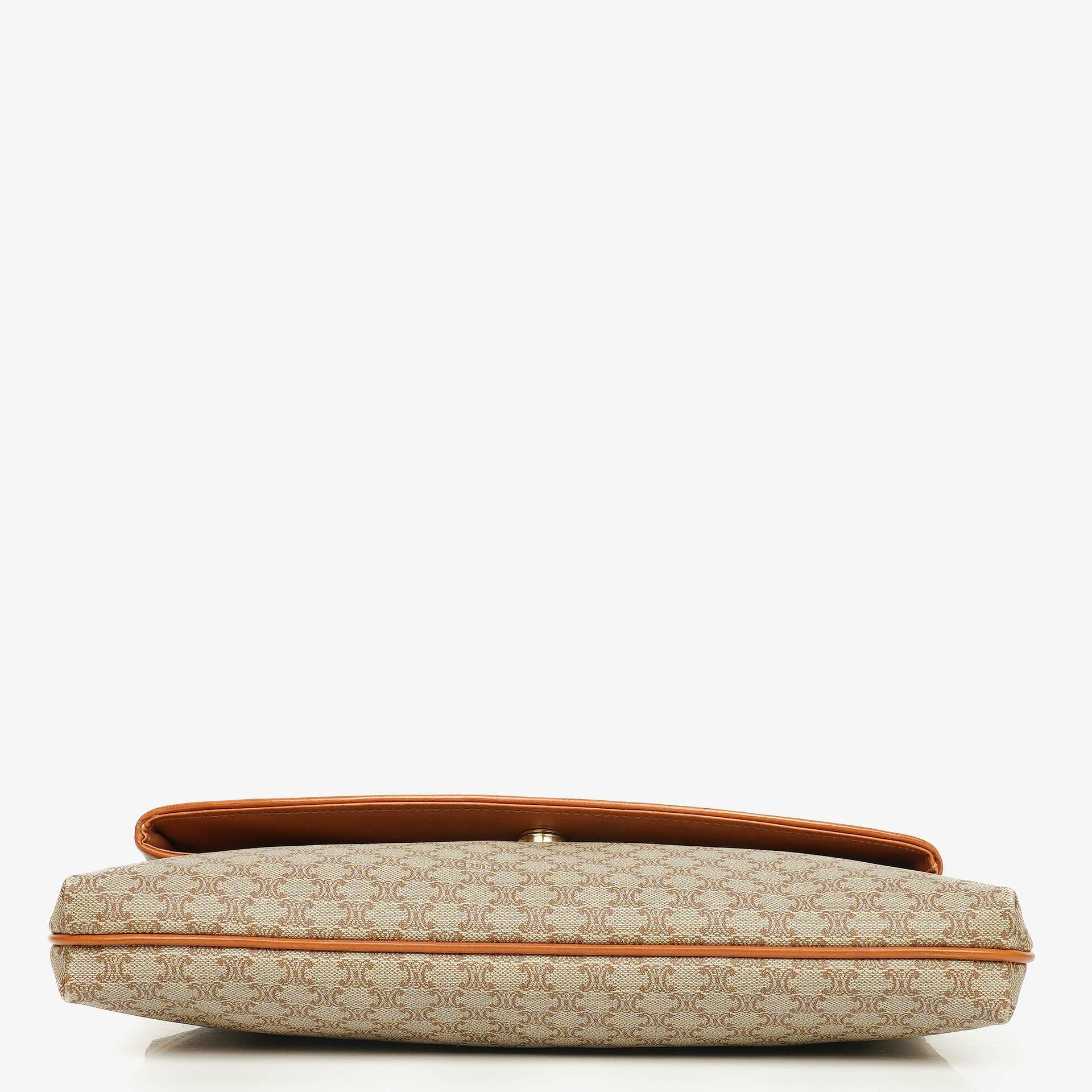 Celine Vintage Macadam Triomphe Beige Clutch Bag