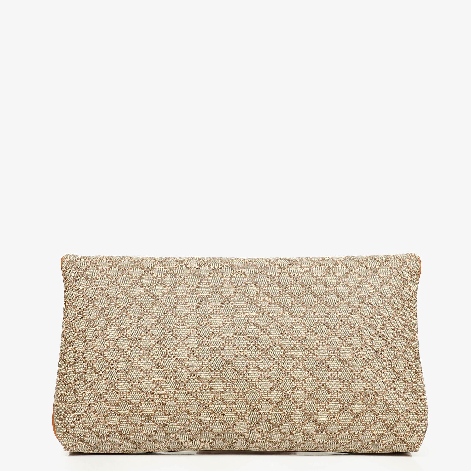 Celine Vintage Macadam Triomphe Beige Clutch Bag