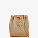 Celine Vintage Macadam Triomphe Beige Drawstring Bucket Bag