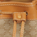 Celine Vintage Macadam Triomphe Beige Drawstring Bucket Bag