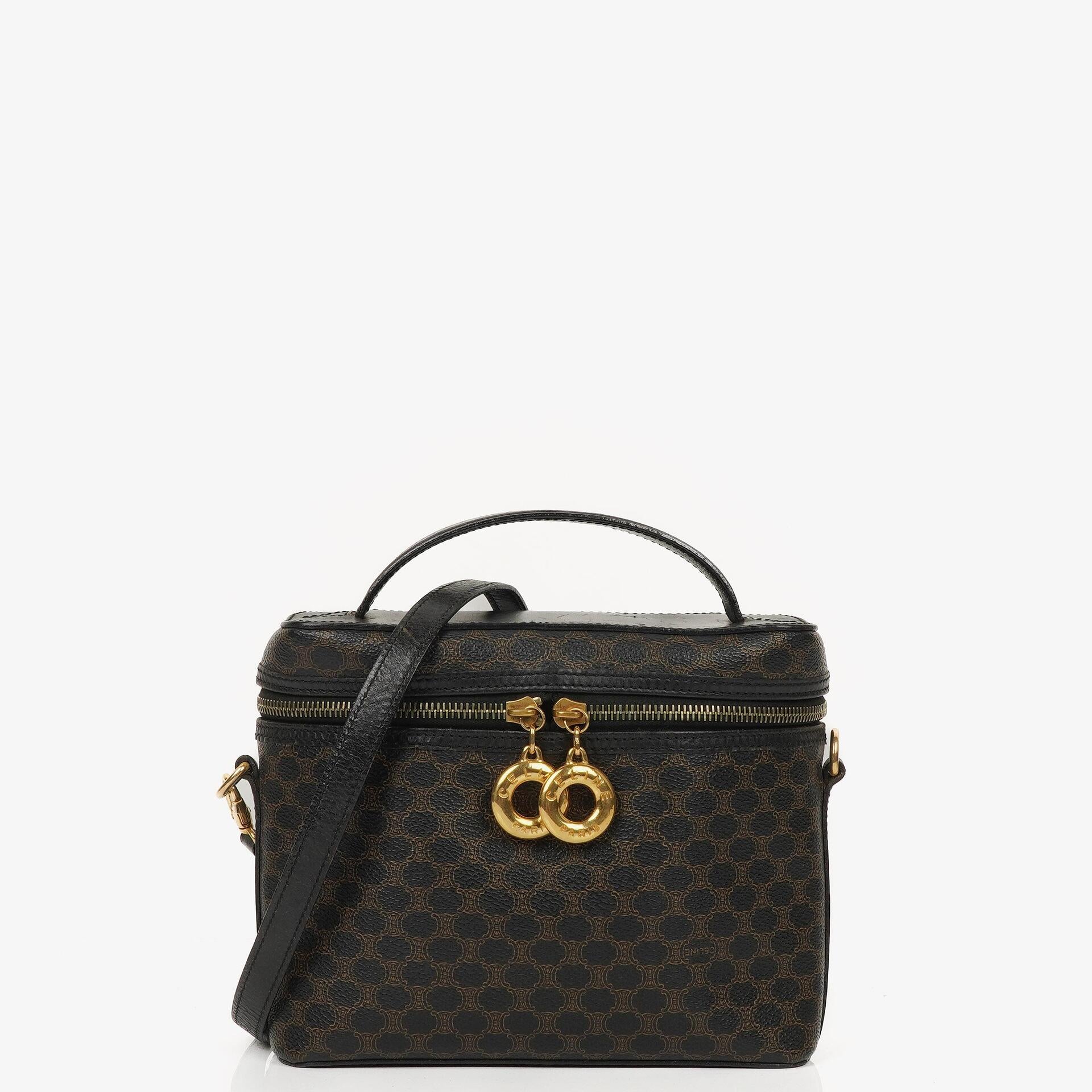 Celine Vintage Macadam Triomphe Black Vanity Bag