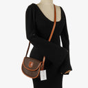 Celine Vintage Macadam Triomphe Brown Crossbody Bag